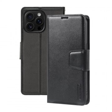 iPhone 16 Pro Hanman PU Flip Leather Wallet Case-Black