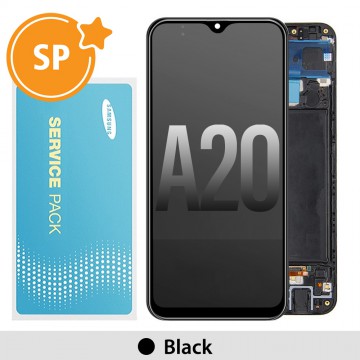 Samsung Galaxy A20 A205F OLED Screen Replacement with Frame Digitizer GH82-19571A (Service Pack)-Black