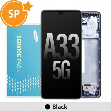 Samsung Galaxy A33 5G A336B OLED Screen Replacement with Frame Digitizer GH82-28143A/28144A (Service Pack)-Black