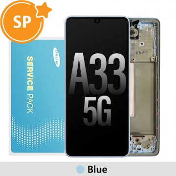 Samsung Galaxy A33 5G A336B OLED Screen Replacement with Frame Digitizer GH82-28143C/28144C (Service Pack)-Blue