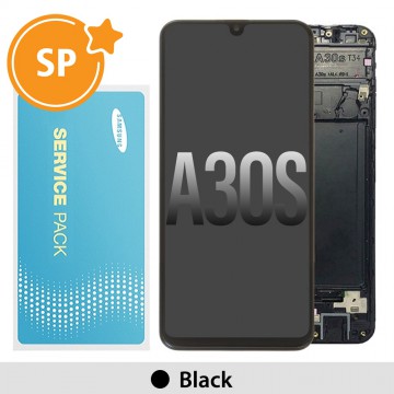 Samsung Galaxy A30s A307F OLED Screen Replacement with Frame Digitizer GH82-21190A/21329A/21385A/21189A (Service Pack)-Black
