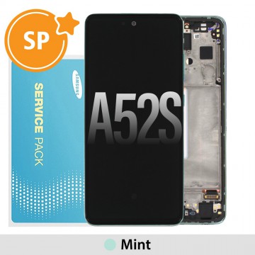 Samsung Galaxy A52s 5G A528B OLED Screen Replacement with Frame GH82- 26863E (Service Pack)-Mint