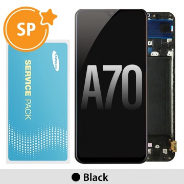 Samsung Galaxy A70 A705F OLED Screen Replacement with Frame Digitizer GH82-19747A/19787A (Service Pack)-Black