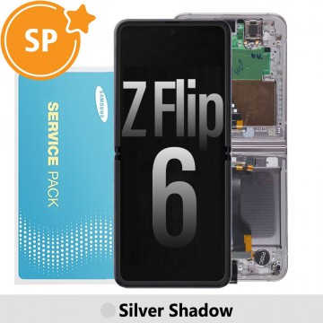 Samsung Galaxy Z Flip6 F741B Screen Replacement with Frame GH82-35014A (Service Pack)-Silver Shadow (Blackout issue fix: https://youtu.be/CEnwc6FKJLk)