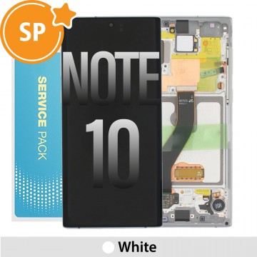 Samsung Galaxy Note 10 OLED Screen Replacement with Frame GH82-20818B (Service Pack)-White