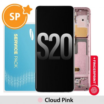 (With Front Camera) Samsung Galaxy S20 G980/G981 OLED Screen Replacement Digitizer GH82-22131C/22123C (Service Pack)-Cloud Pink