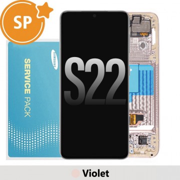 Samsung Galaxy S22 5G S901B OLED Screen Replacement with Frame GH82-27520F/27521F (Service Pack)-Violet