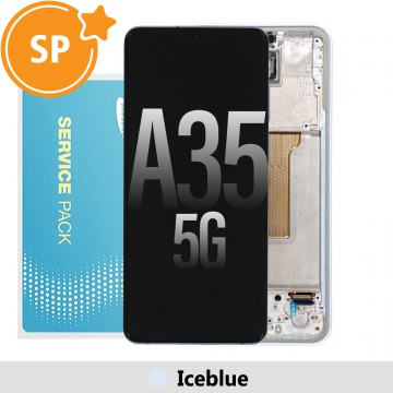 Samsung Galaxy A35 5G A356B OLED Screen Replacement Digitizer with Frame GH82-34221B (Service Pack)-Iceblue