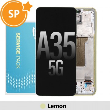 Samsung Galaxy A35 5G A356B OLED Screen Replacement Digitizer with Frame GH82-34221D (Service Pack)-Lemon