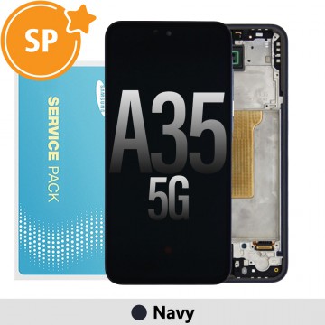 Samsung Galaxy A35 5G A356B OLED Screen Replacement Digitizer with Frame GH82-34221A (Service Pack)-Navy