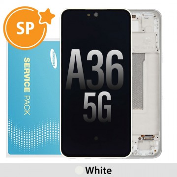 Samsung Galaxy A36 5G A366B OLED Replacement with Frame GH82-36841B (Service Pack)-White