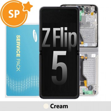 Samsung Galaxy Z Flip5 F731B OLED Screen Replacement with Frame GH82-31827B (Service Pack)-Cream