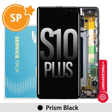 Samsung Galaxy S10 Plus G975F OLED Screen Replacement with Frame GH82-18849A / 18834A / 18857A (Service Pack)-Prism Black