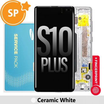 Samsung Galaxy S10 Plus G975F OLED Screen Replacement with Frame GH82-18849B/18834B (Service Pack)-Prism White