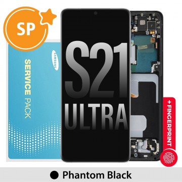 Samsung Galaxy S21 Ultra 5G G998 OLED Screen Replacement with Frame GH82-26035A/GH82-26036A (Service Pack)-Phantom Black