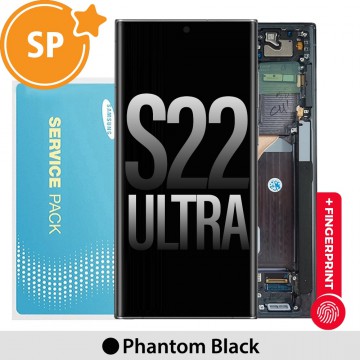 Samsung Galaxy S22 Ultra 5G S908B OLED Screen Replacement with Frame GH82-27488A (Service Pack)-Phantom Black