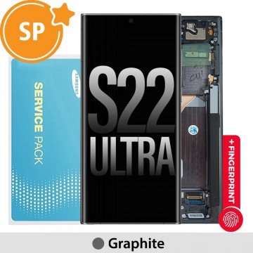 Samsung Galaxy S22 Ultra 5G S908B OLED Screen Replacement with Frame GH82-27488E/27489E (Service Pack)-Graphite / Sky Blue / Red