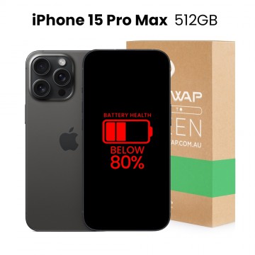Apple Used Fully Functional iPhone 15 Pro Max 512GB Below 80% Battery Health - Grade C (Acceptable)