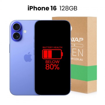 Apple Used Fully Functional iPhone 16 128GB Below 80% Battery Health - Grade C (Acceptable)