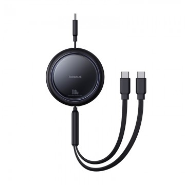 Baseus Bright Mirror Series One-for-two Fast Charging Data Cable Type-C to C+C 100W 1m Cluster Black