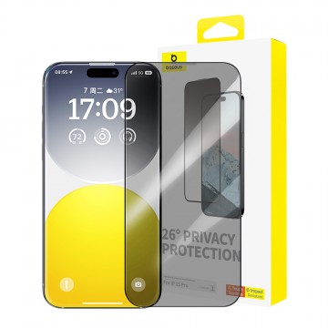 iPhone 15 Pro Baseus Diamond Series Full-Coverage Privacy Protection Tempered Glass Screen Protector