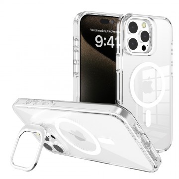 iPhone 16 REDEFINE Lens Flip Stand Transparent Case Cover With Magnetic Ring