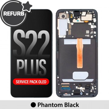 Samsung Galaxy S22 Plus S906B REFURB OLED Screen Replacement-Phantom Black (SERVICE PACK SCREEN BUT REFURBISH FRAME ASSEMBLED BY CRAZY)