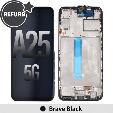 REFURB OLED Screen Replacement Digitizer with Frame for Samsung Galaxy A25 5G A256B-Brave Black