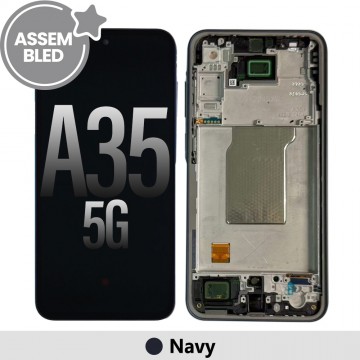 ASSEMBLED OLED Screen Replacement for Samsung Galaxy A35 5G A356B-Navy (SERVICE PACK SCREEN BUT REFURBISH FRAME ASSEMBLED BY CRAZY)