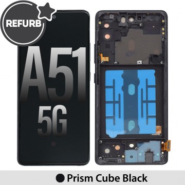 REFURB OLED Screen Replacement Digitizer with Frame for Samsung Galaxy A51 5G A516B / A516F-Prism Cube Black