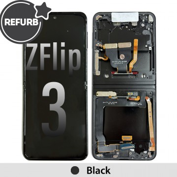 REFURB LCD Screen Digitizer Replacement with Frame for Samsung Galaxy Z Flip 3 5G F711B-Phantom Black