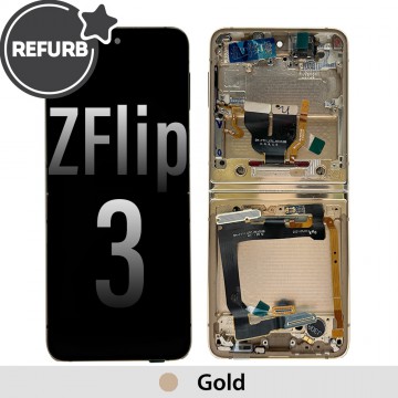 REFURB LCD Screen Digitizer Replacement with Frame for Samsung Galaxy Z Flip 3 5G F711B-Gold