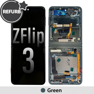 REFURB LCD Screen Digitizer Replacement with Frame for Samsung Galaxy Z Flip 3 5G F711B-Green