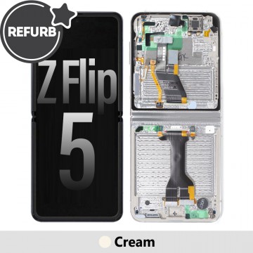 REFURB OLED Screen Replacement with Frame for Samsung Galaxy Z Flip5 5G F731B -Cream