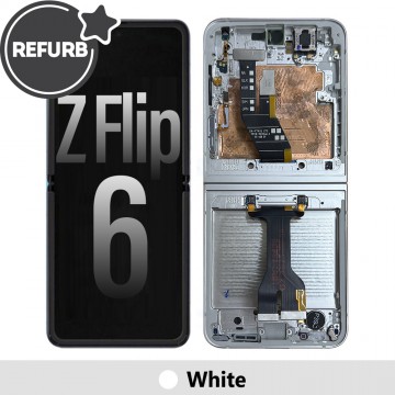 REFURB OLED Screen Replacement with Frame for Samsung Galaxy Z Flip6 5G F741B -White