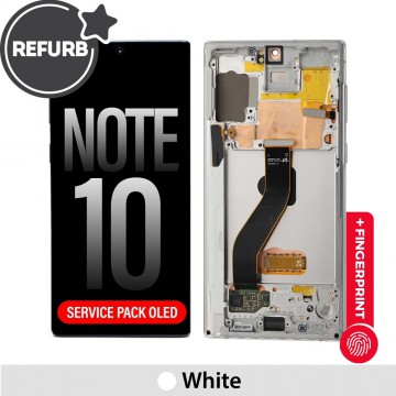 REFURB Samsung Galaxy Note 10 OLED Screen Replacement Digitizer with Frame N970F -Aura White