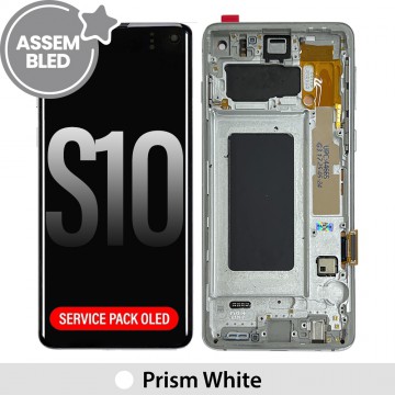 ASSEMBLED OLED Screen Replacement with Frame for Samsung Galaxy S10 G973F-Prism White