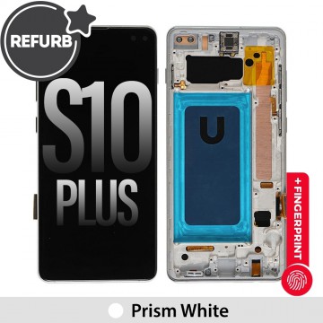 REFURB OLED Screen Replacement with Frame for Samsung Galaxy S10 Plus G975F-Prism White