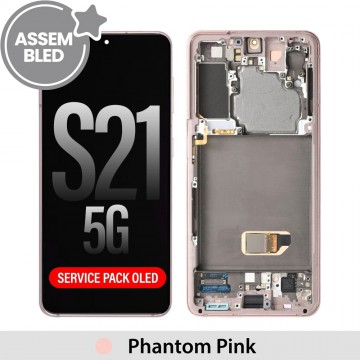 ASSEMBLED OLED Screen Replacement with Frame for Samsung Galaxy S21 5G G991-Phantom Pink