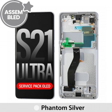 ASSEMBLED OLED Screen Replacement with Frame for Samsung Galaxy S21 Ultra 5G G998B-Phantom Silver