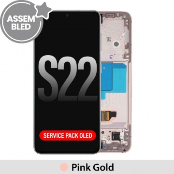 ASSEMBLED OLED Screen Replacement with Frame for Samsung Galaxy S22 5G S901B / S901E-Pink Gold