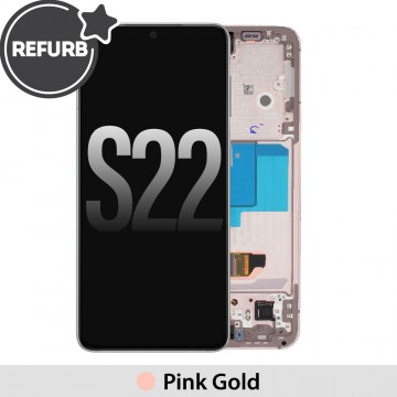 Samsung Galaxy S22 5G S901B REFURB OLED Screen Replacement Digitizer with Frame-Pink Gold