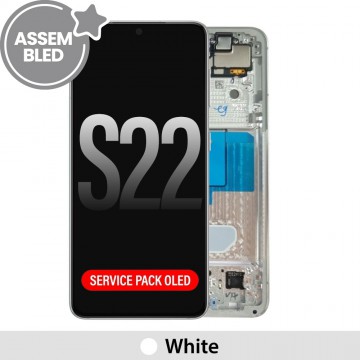 ASSEMBLED OLED Screen Replacement with Frame for Samsung Galaxy S22 5G S901B-White