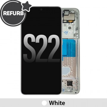 Samsung Galaxy S22 5G S901B REFURB OLED Screen Replacement Digitizer with Frame-White