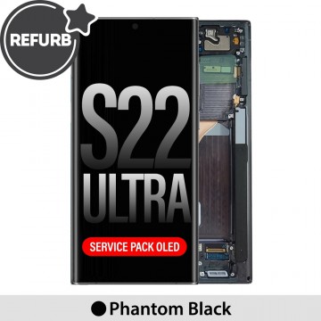 Samsung Galaxy S22 Ultra 5G S908B REFURB OLED Screen Replacement-Phantom Black (SERVICE PACK SCREEN BUT REFURBISH FRAME ASSEMBLED BY CRAZY)