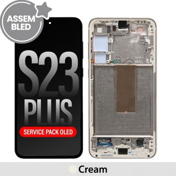 ASSEMBLED OLED Screen Replacement with Frame for Samsung Galaxy S23 Plus 5G S916B-Cream