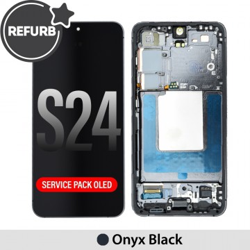 Samsung Galaxy S24 S921B REFURB OLED Screen Replacement-Onyx Black (SERVICE PACK SCREEN BUT REFURBISH FRAME ASSEMBLED BY CRAZY)