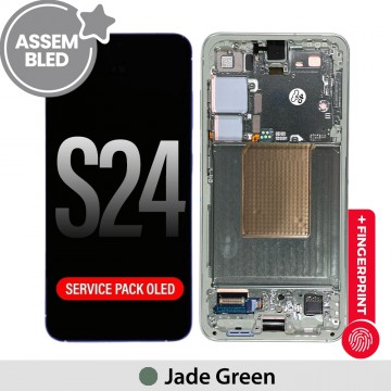 ASSEMBLED OLED Screen Replacement with Frame for Samsung Galaxy S24 S921B -Jade Green (SERVICE PACK SCREEN BUT REFURBISH FRAME ASSEMBLED BY CRAZY)