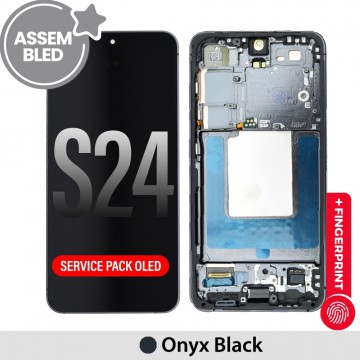 ASSEMBLED OLED Screen Replacement with Frame for Samsung Galaxy S24 S921B -Onyx Black (SERVICE PACK SCREEN BUT REFURBISH FRAME ASSEMBLED BY CRAZY)