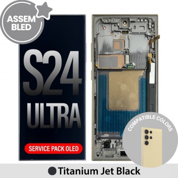 ASSEMBLED OLED Screen Replacement with Frame for Samsung Galaxy S24 Ultra S928B -Titanium Yellow (SERVICE PACK SCREEN BUT REFURBISH FRAME ASSEMBLED BY CRAZY)